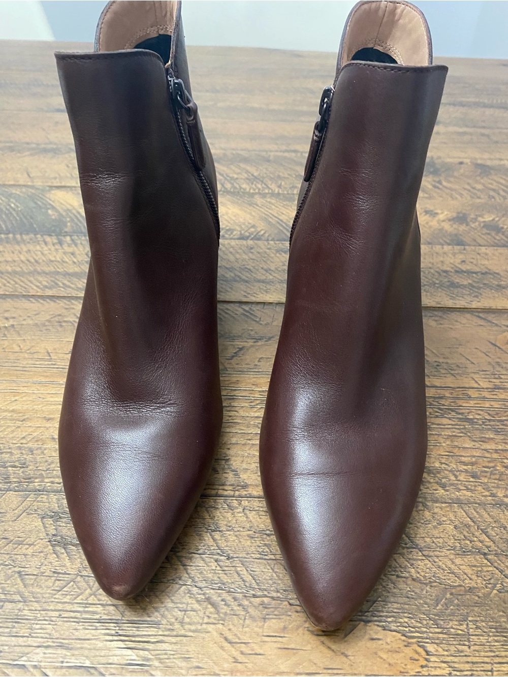 Cole Haan Elyse Women's Chocolate Brown Pointed Toe Leather Ankle Booties